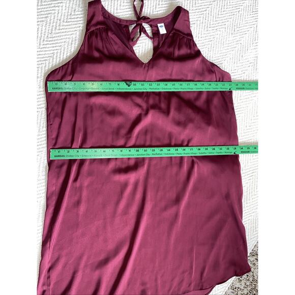 Old Navy Maroon Tie Back Satin Shift Dress Women XL Sleeveless - Picture 6 of 7